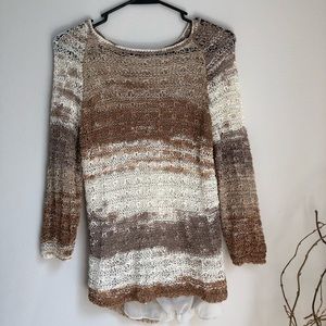 Loose knitted top with sheer back panel